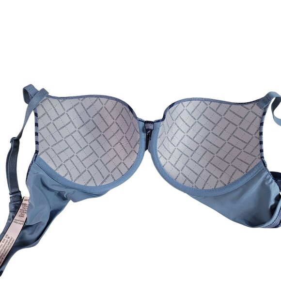 Victoria's Secret Perfect Coverage Bra Blue 34C Striped Molded Lightly Lined Adj - Picture 6 of 11